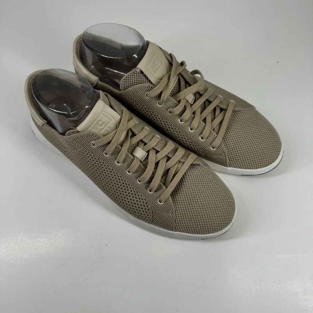 Cole Haan GrandPrø Tennis Stitchlite Men's US 9M Beige Knit Sneakers C26629